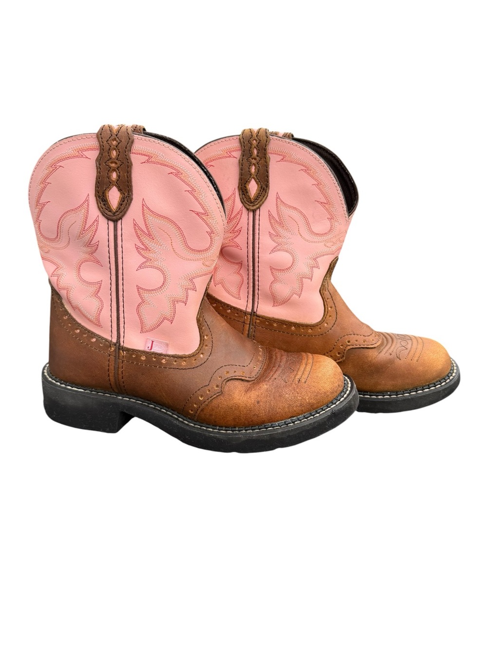 Justin Boots  Gypsy Brown Foot with Pink Pull-Tab Western Boots L9901